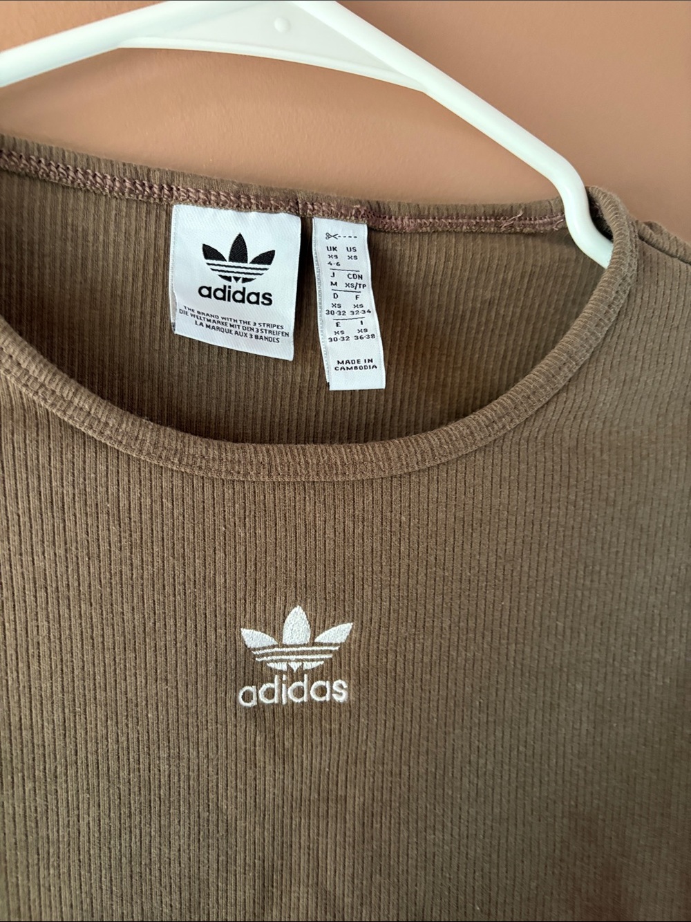 adidas Women's Chocolate Brown Cropped Long Sleeve Top - Picture 3 of 4